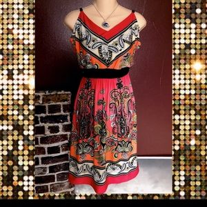 Maurices Orange and Black Paisley Dress